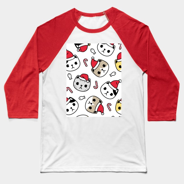 Christmas Cats Baseball T-Shirt by queensandkings